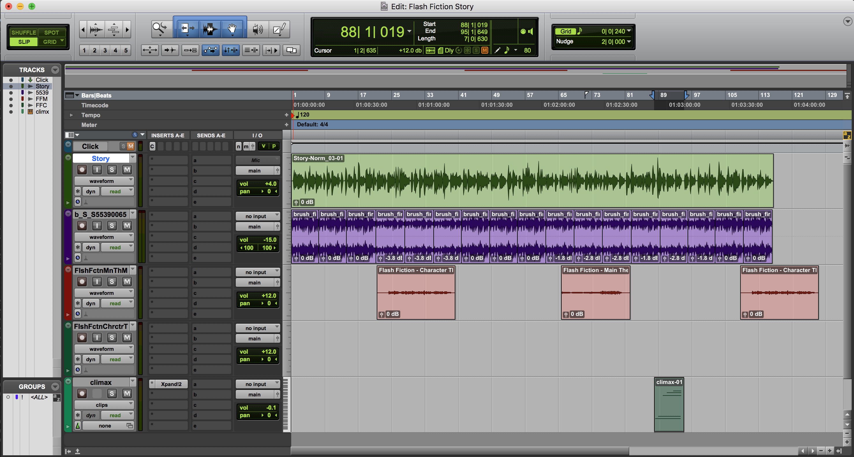 This is a screenshot showing how I produced the entire audio book in Pro Tools