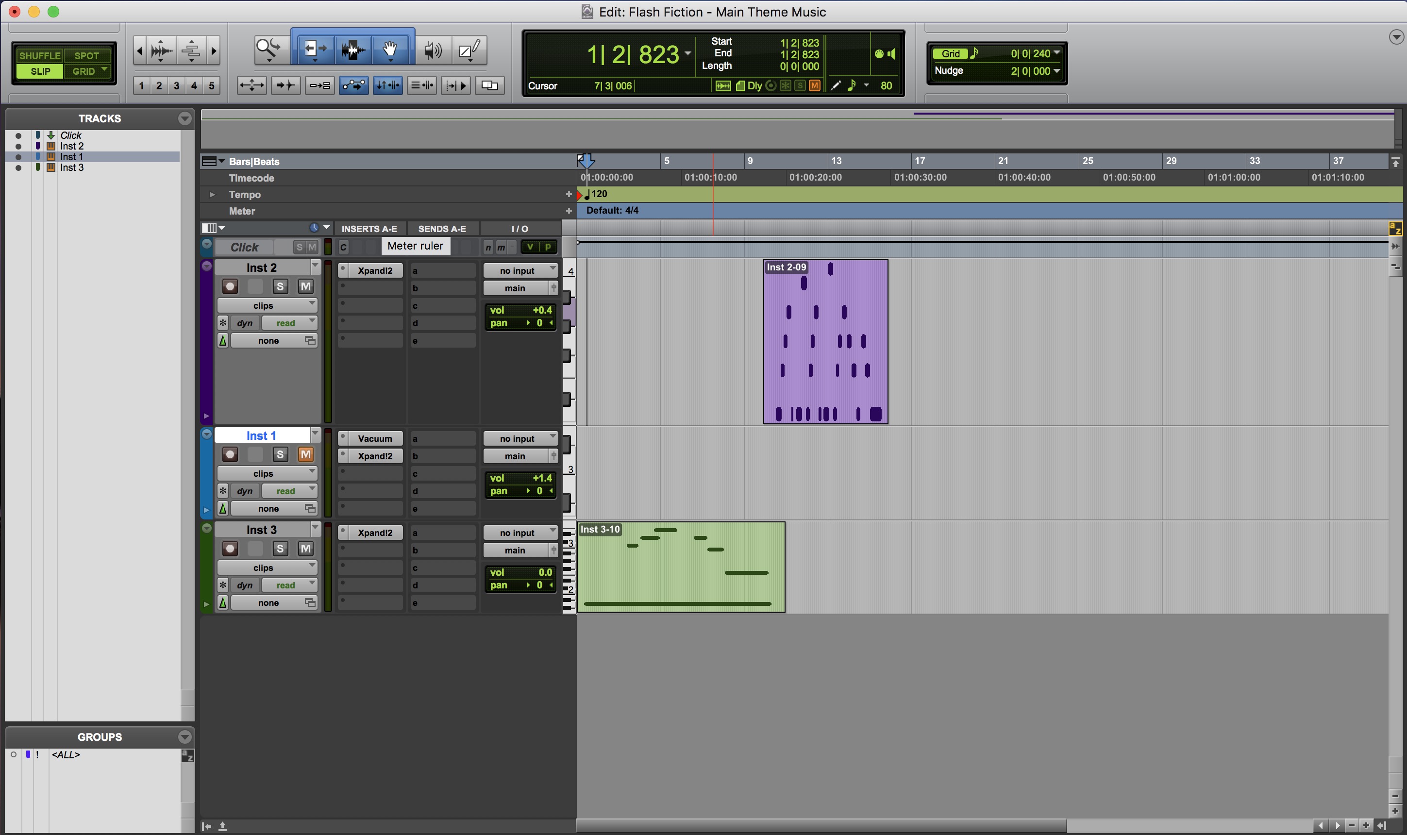 This is a screenshot of how I produced my Main Theme in Pro Tools
