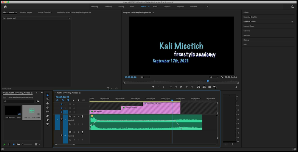 Screenshot of Premiere Pro and how I made my Haiku Video