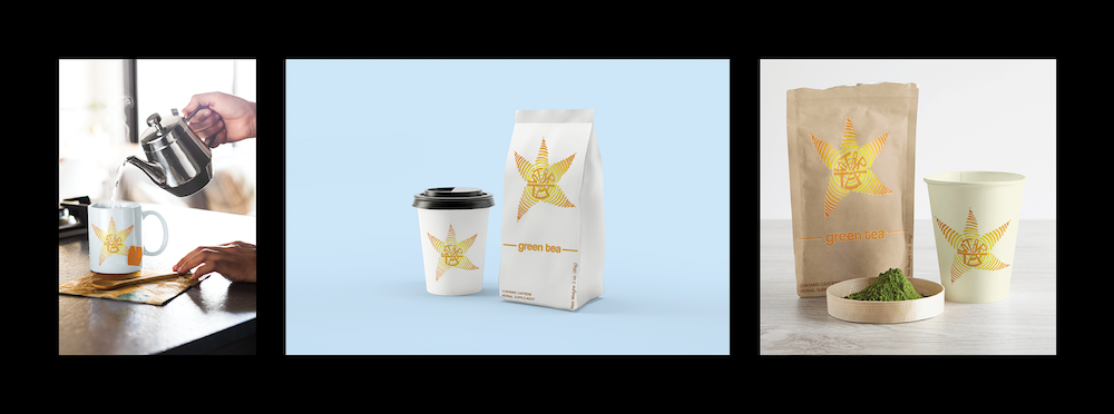 Triptych of my final star tea products
