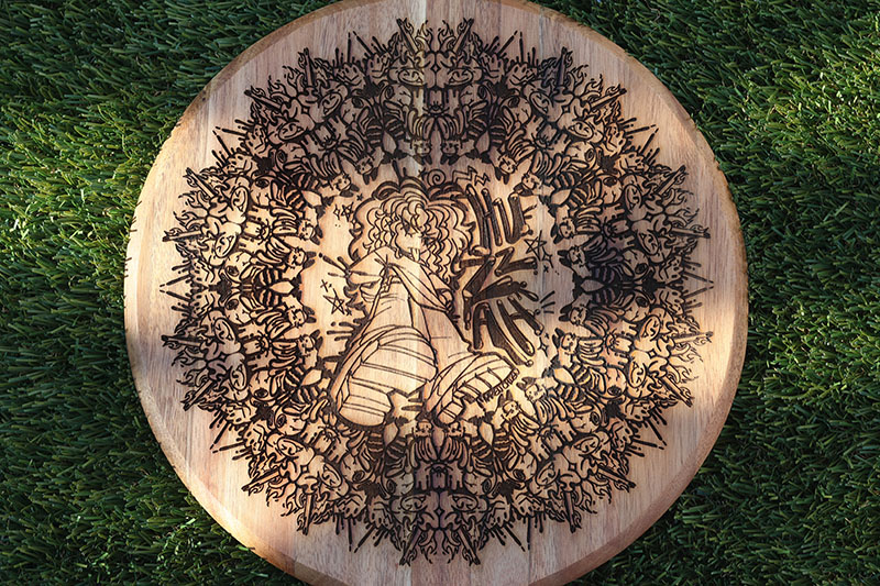 Engraved Mandala on Pizza Board