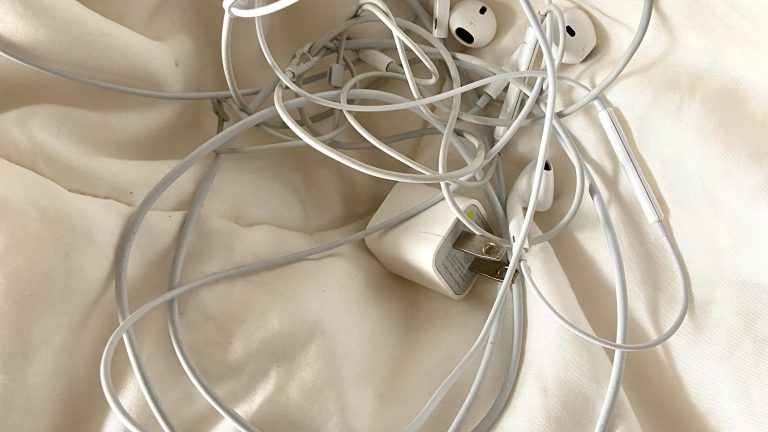 earbuds and phone chargers