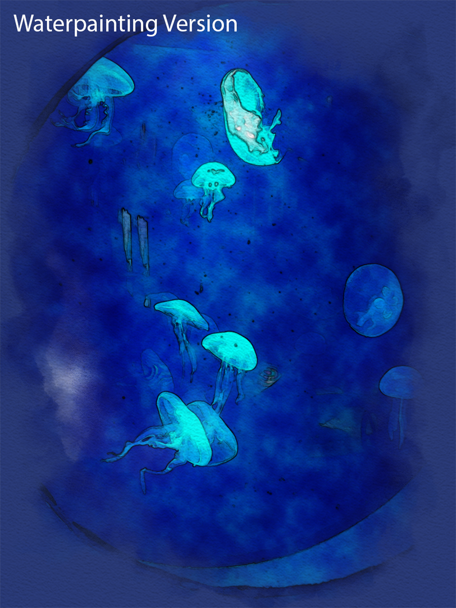 Multiple Jellyfish Photo Watercolor Version