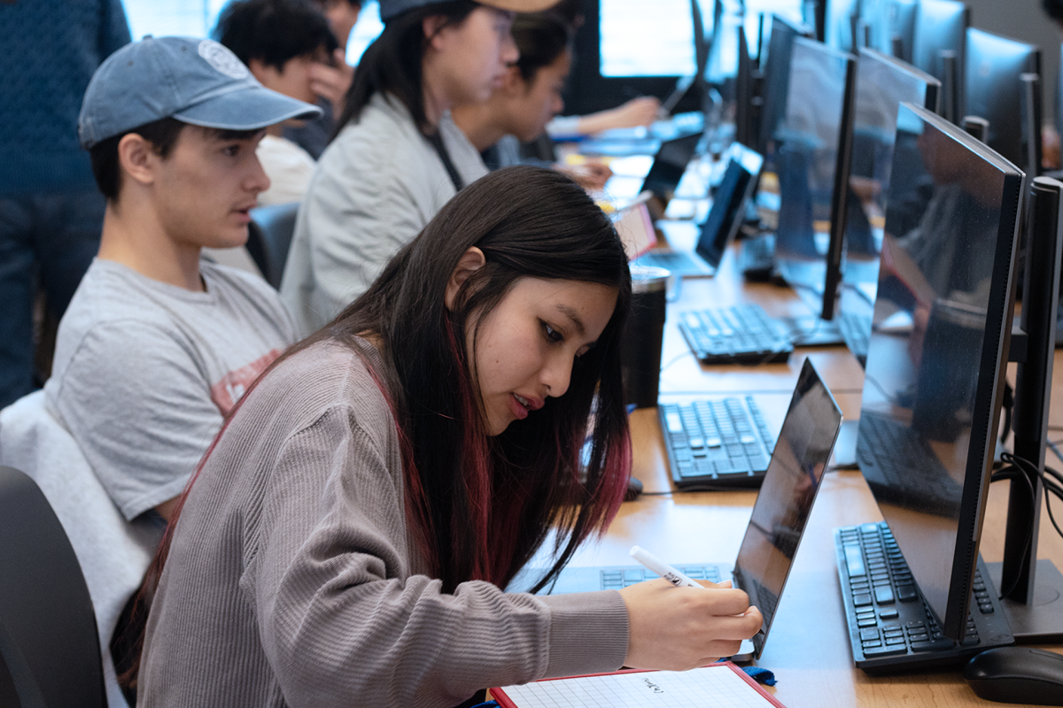 Winawer's students work through a coding bug