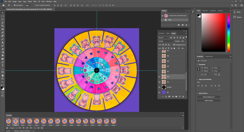 Photoshop interface for phenakistoscope wheel