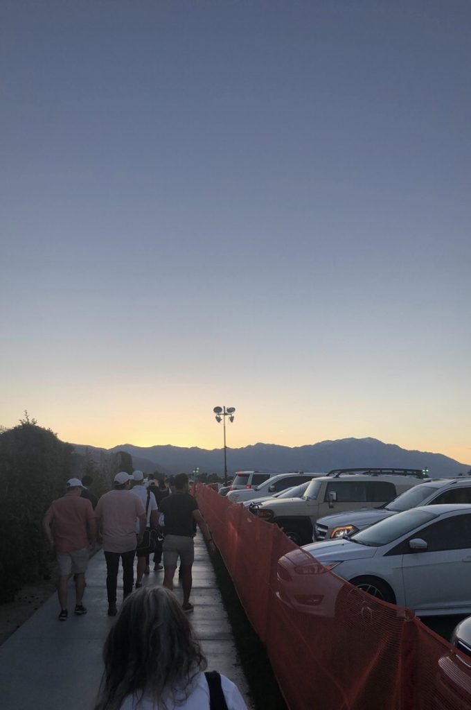 mountains, sunset, cars