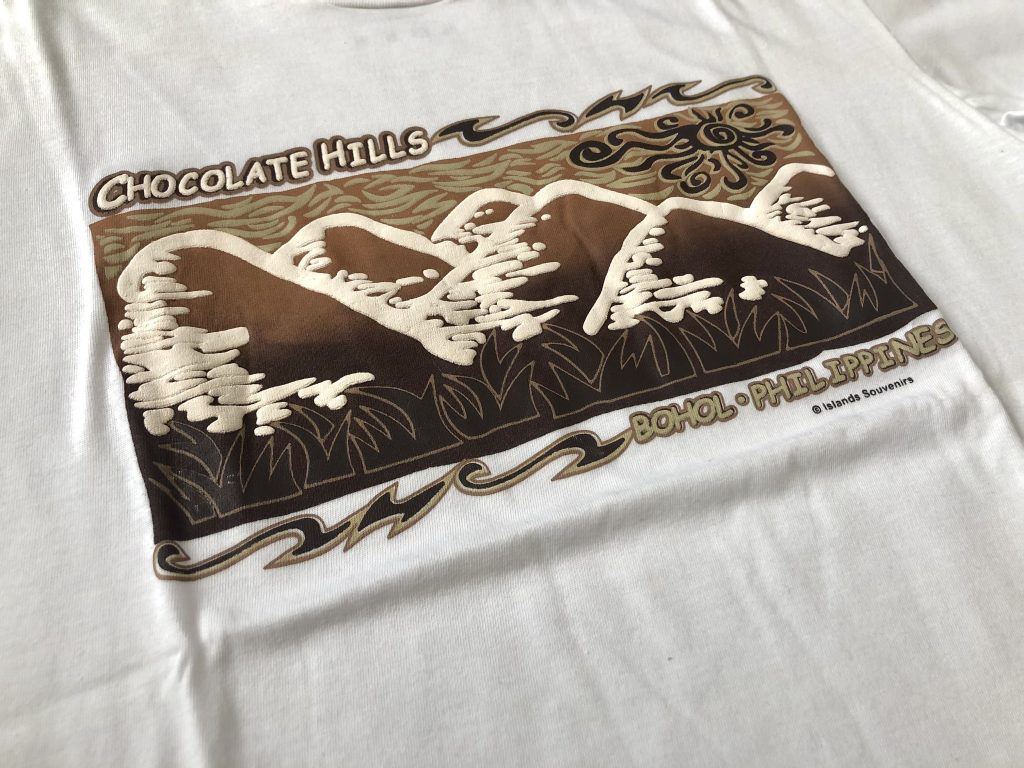 white t shirt with brown graphic