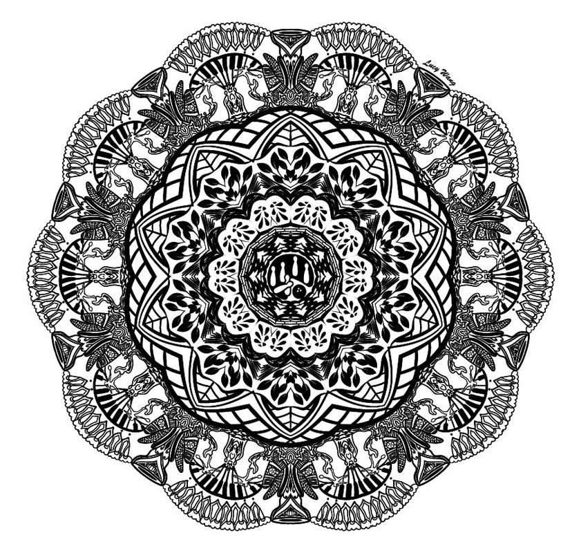 Personal mandala, in black and white