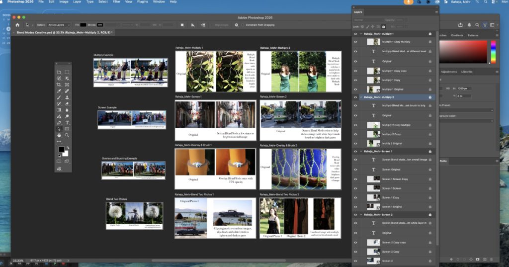 Photo of photoshop interface showing the editing of all images. 