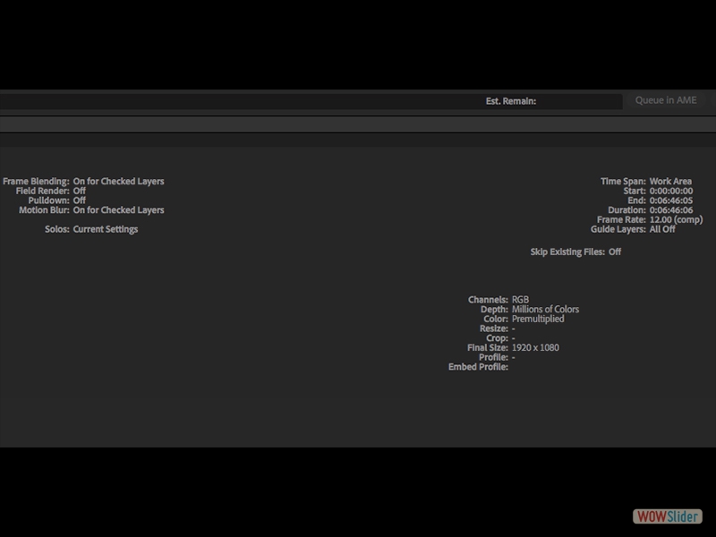 more settings from that same rendering in After Effects