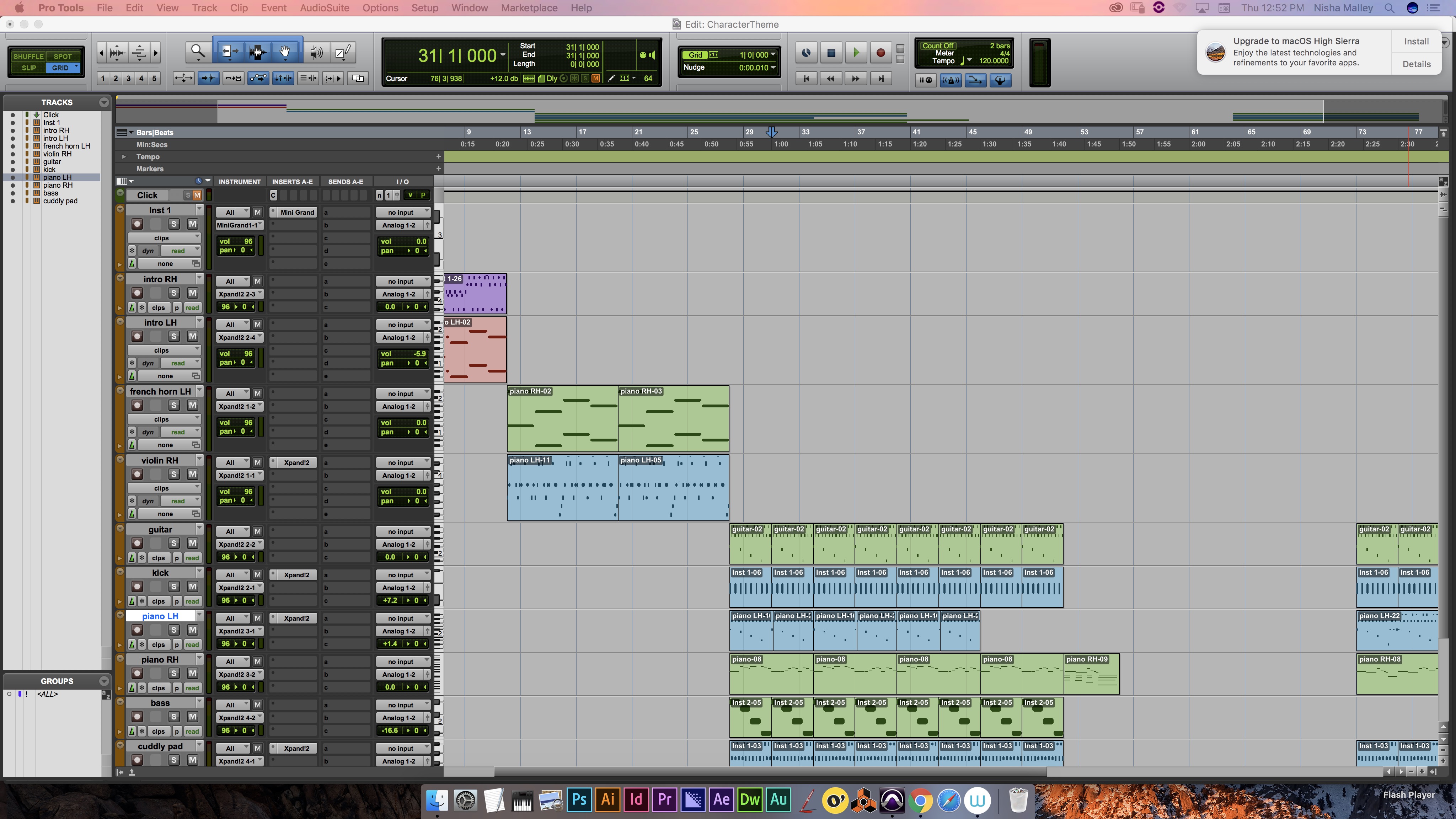 This is a screenshot of my Pro Tools session for the story theme.