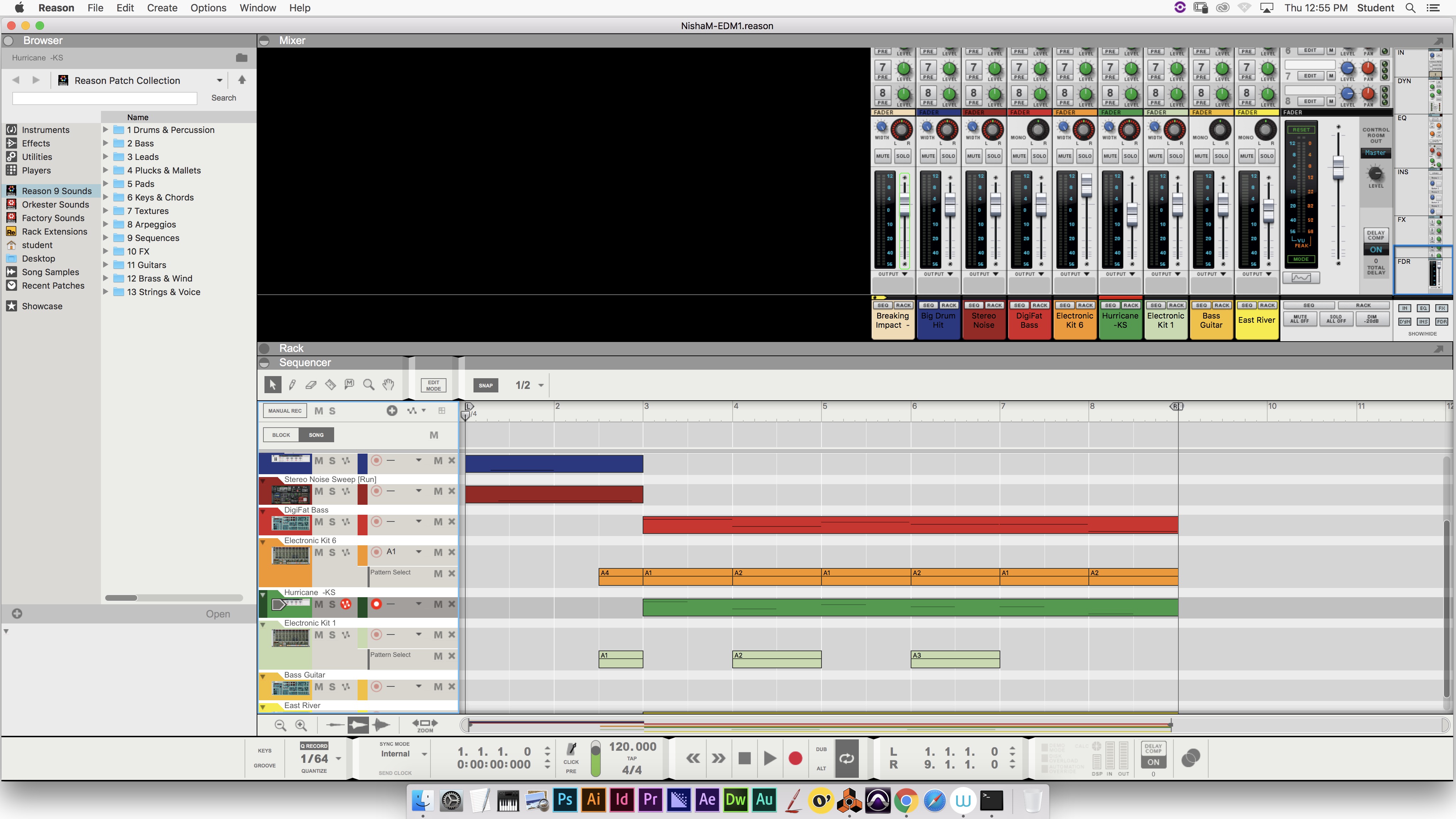 This is a screenshot of my Reason session for my EDM music.