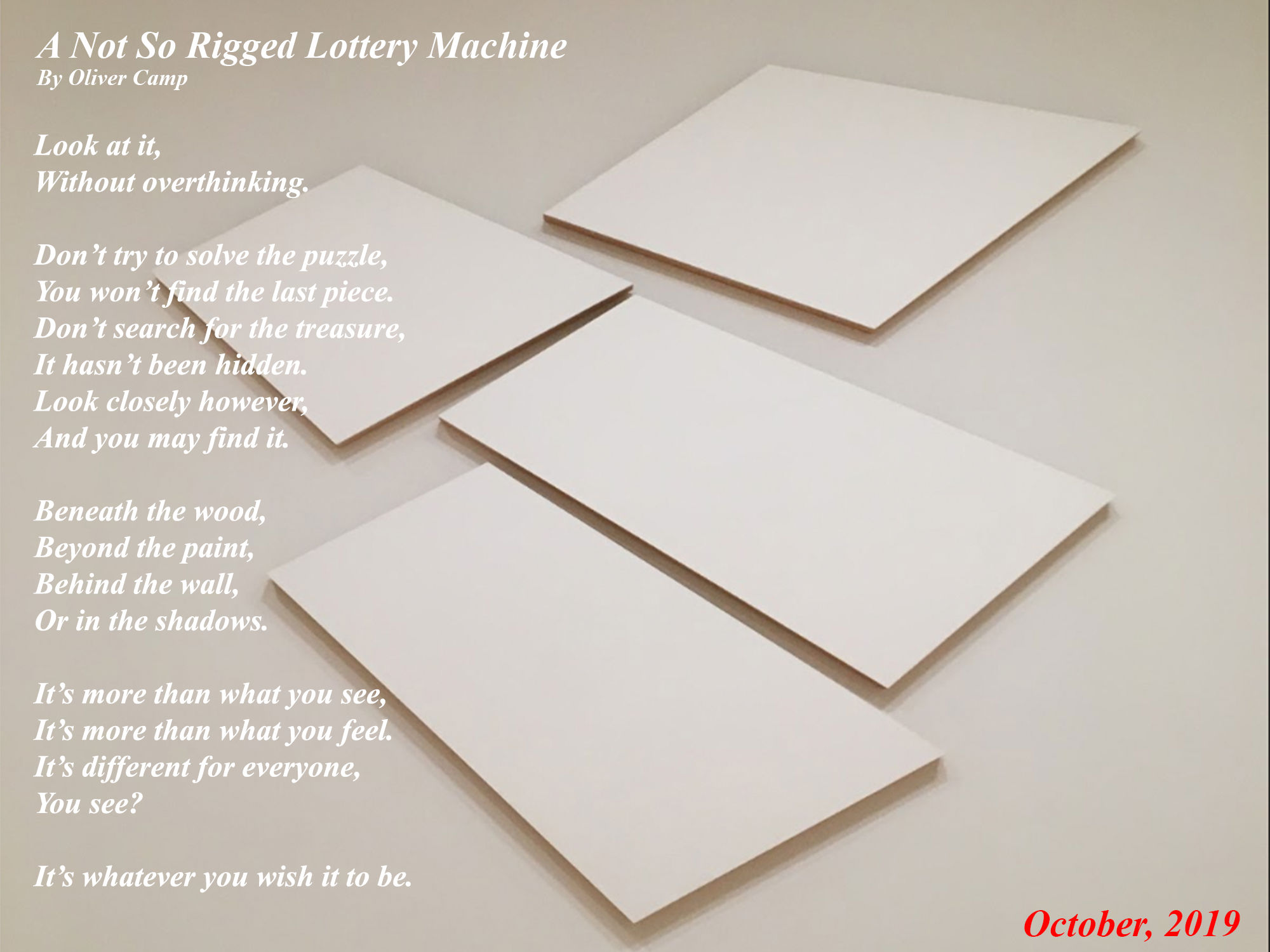 Poem by Oliver Camp A Not So Rigged Lottery Machine