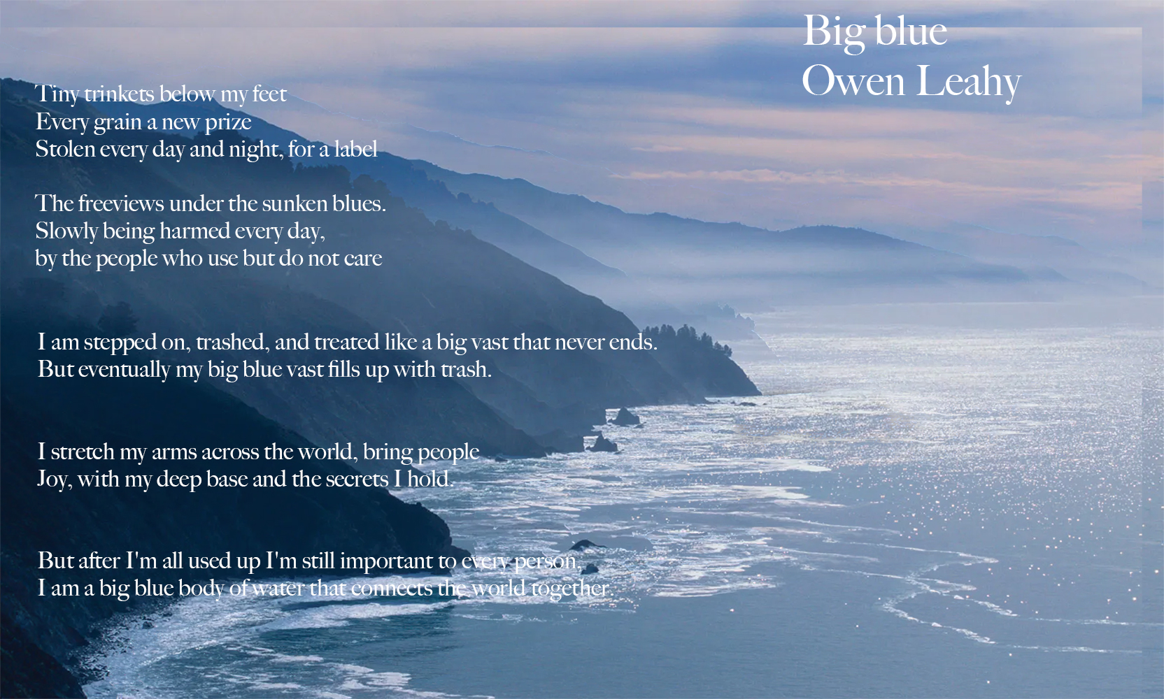 Poem By Owen Leahy Big Blue