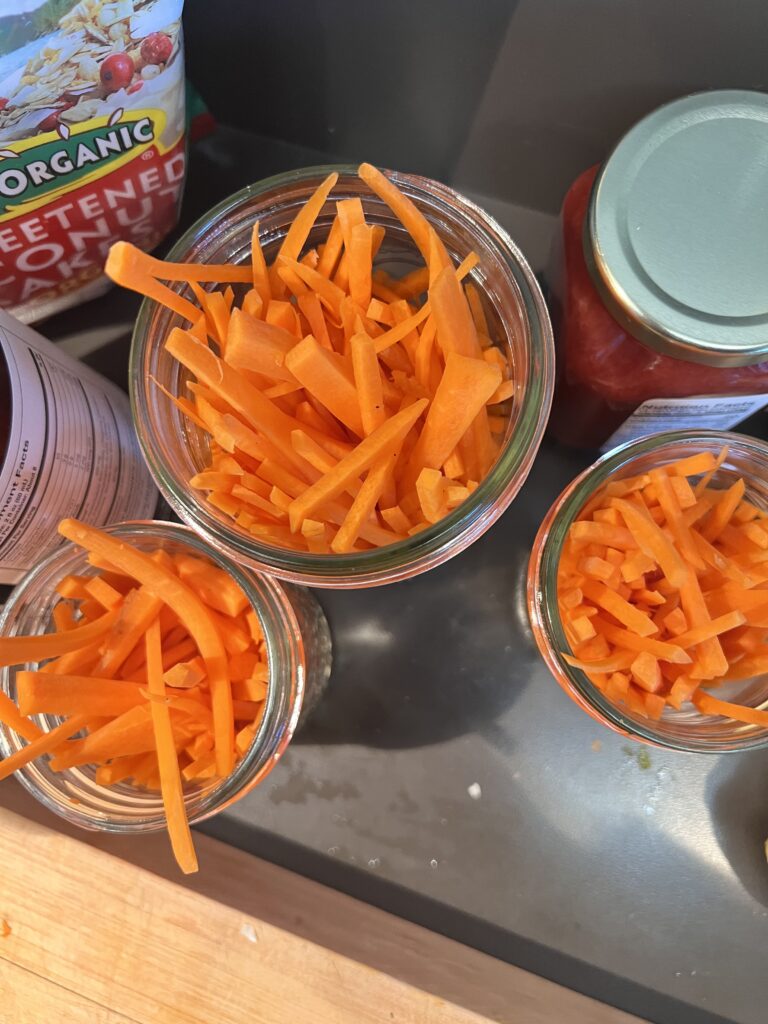 Chopped Carrots in cups