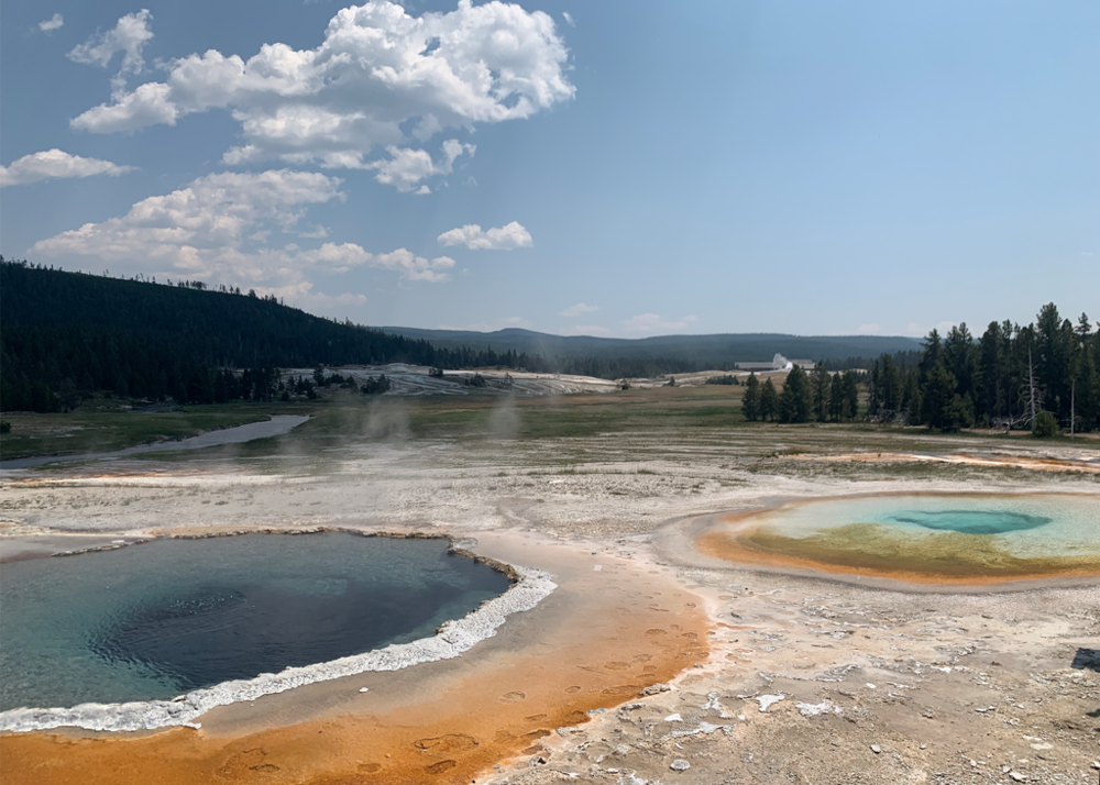 Yellowstone hot spring compositing of 2 photos
