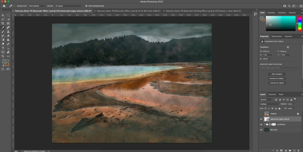Hot spring watercolor interface