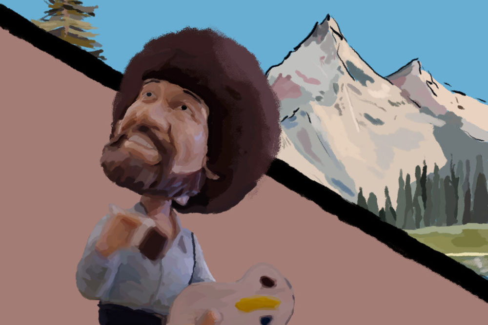 Bob Ross painting mountains