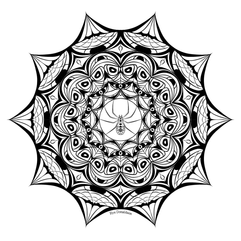 Black and white mandala image
