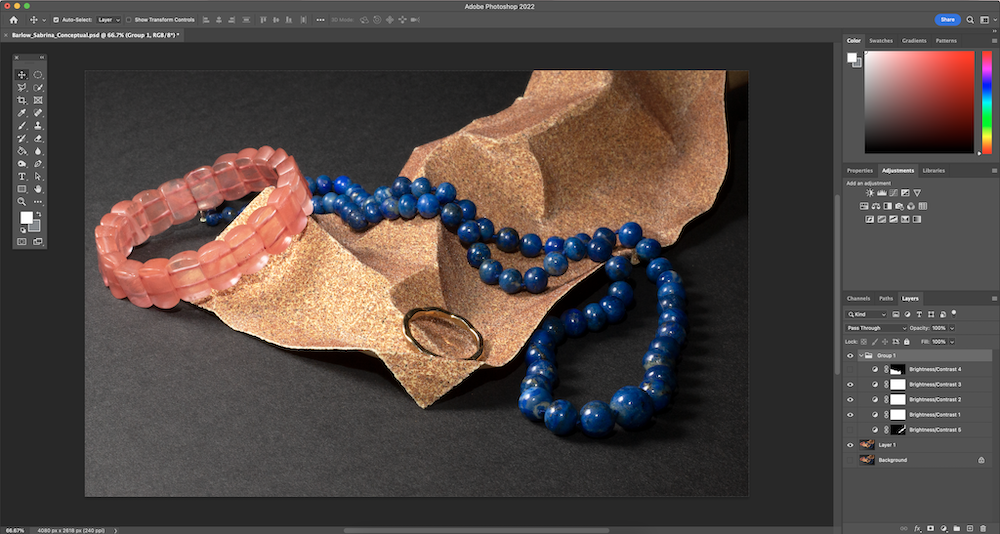 interface of photoshop with my conceptual photo in it
