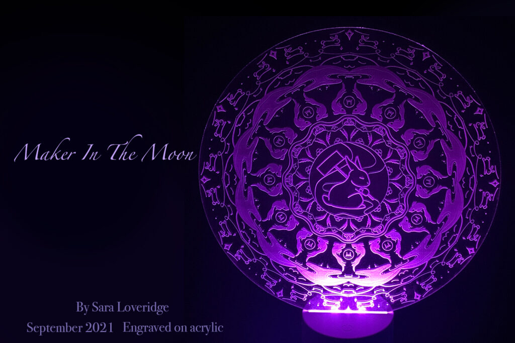 Engraved mandala titled Maker in the Moon