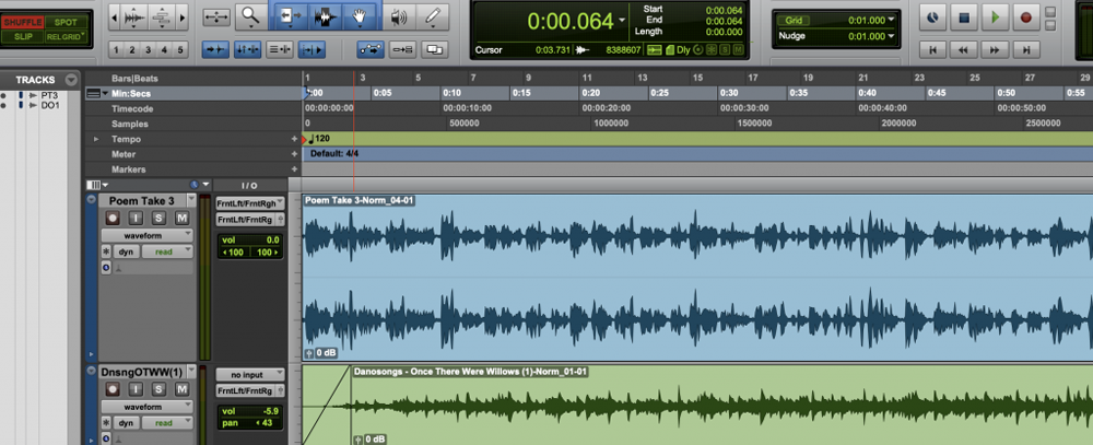 screenshot of protools interface when creating the audio behind the photo