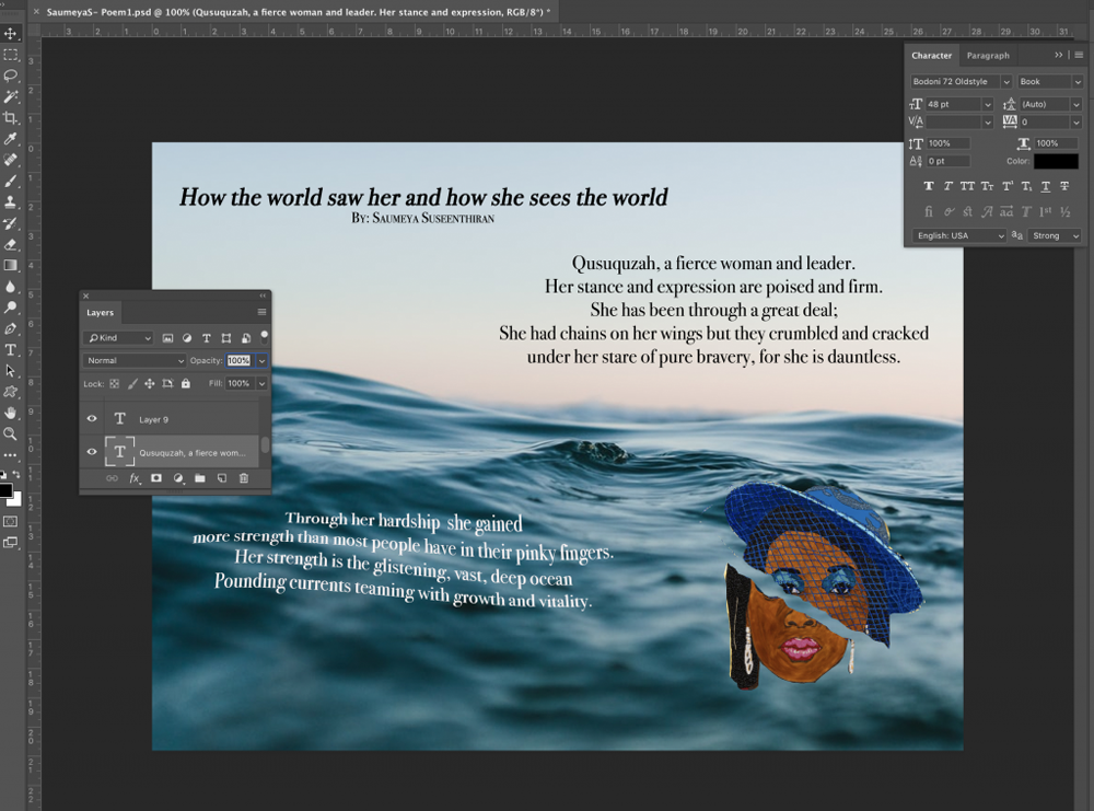 screenshot of photoshop interface when creating the poem photo