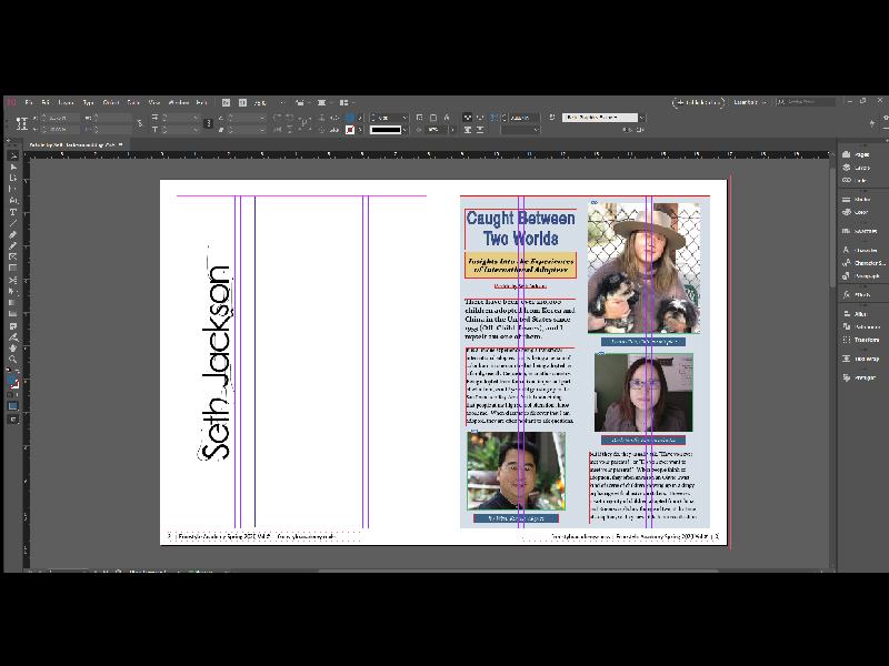 Magazine article getting worked on in InDesign.