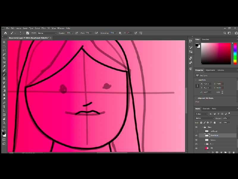 A frame of the final animation being worked on in Photoshop