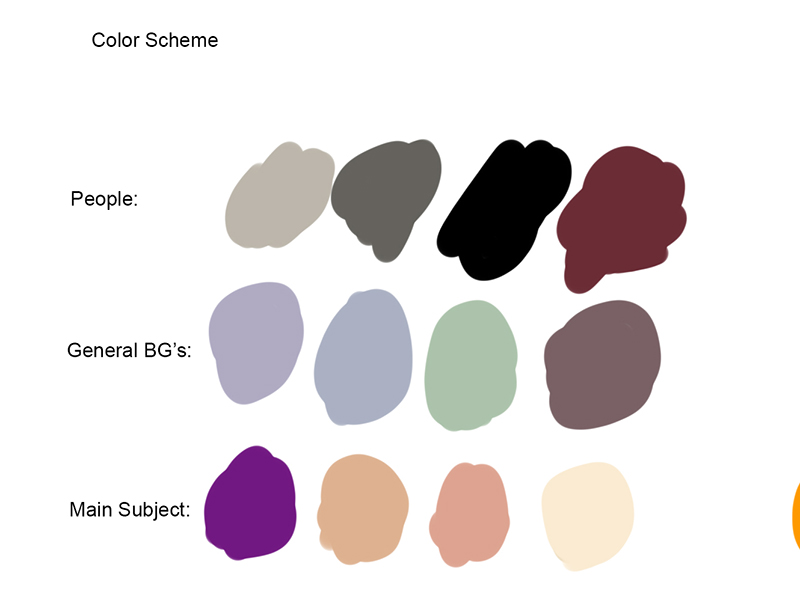 My basic color scheme for my animation.