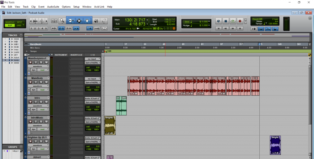 A screenshot of my podcast later on with music and sound effects.