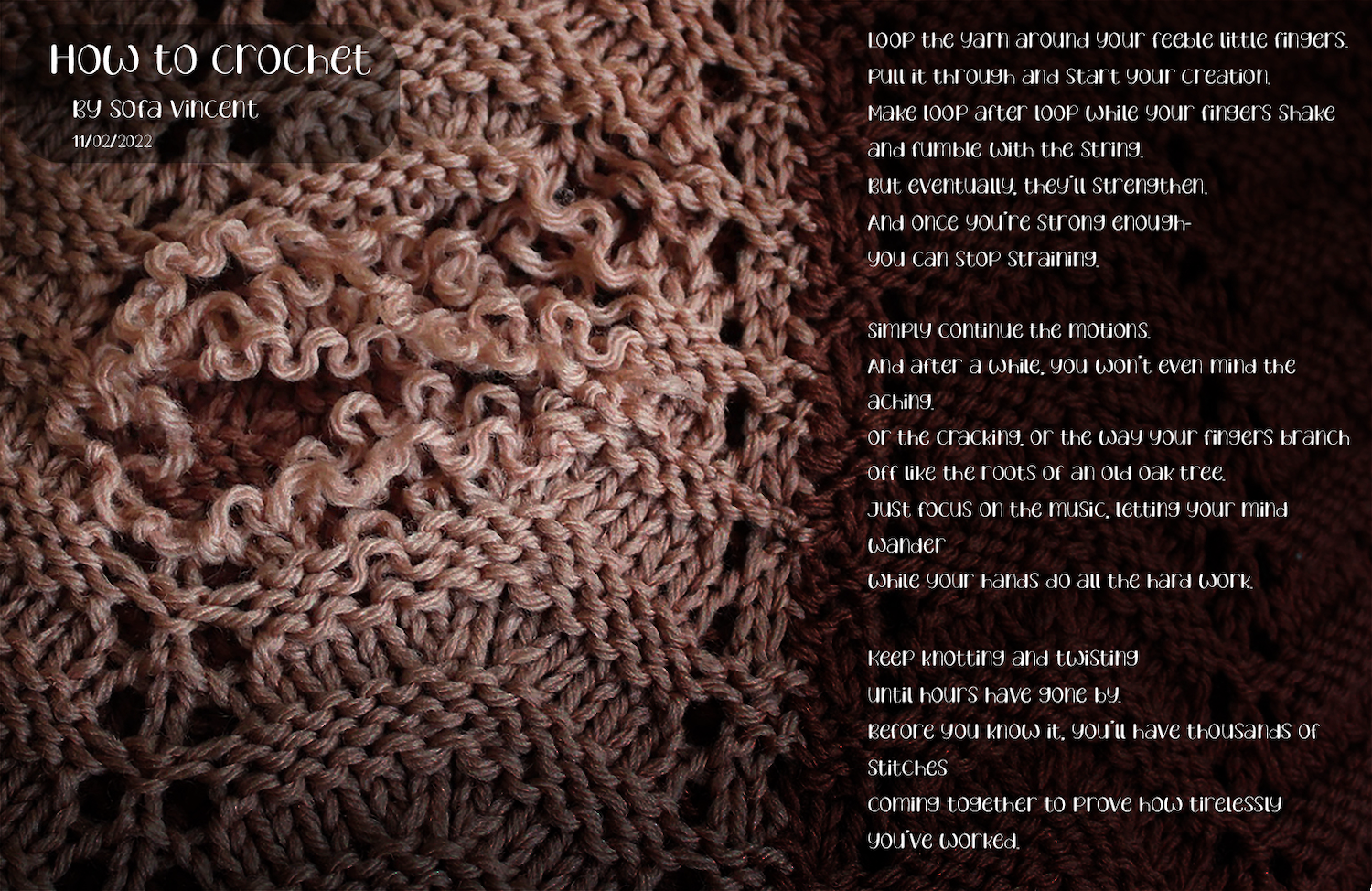 Poem by Sofa Vincent Learning to Crochet