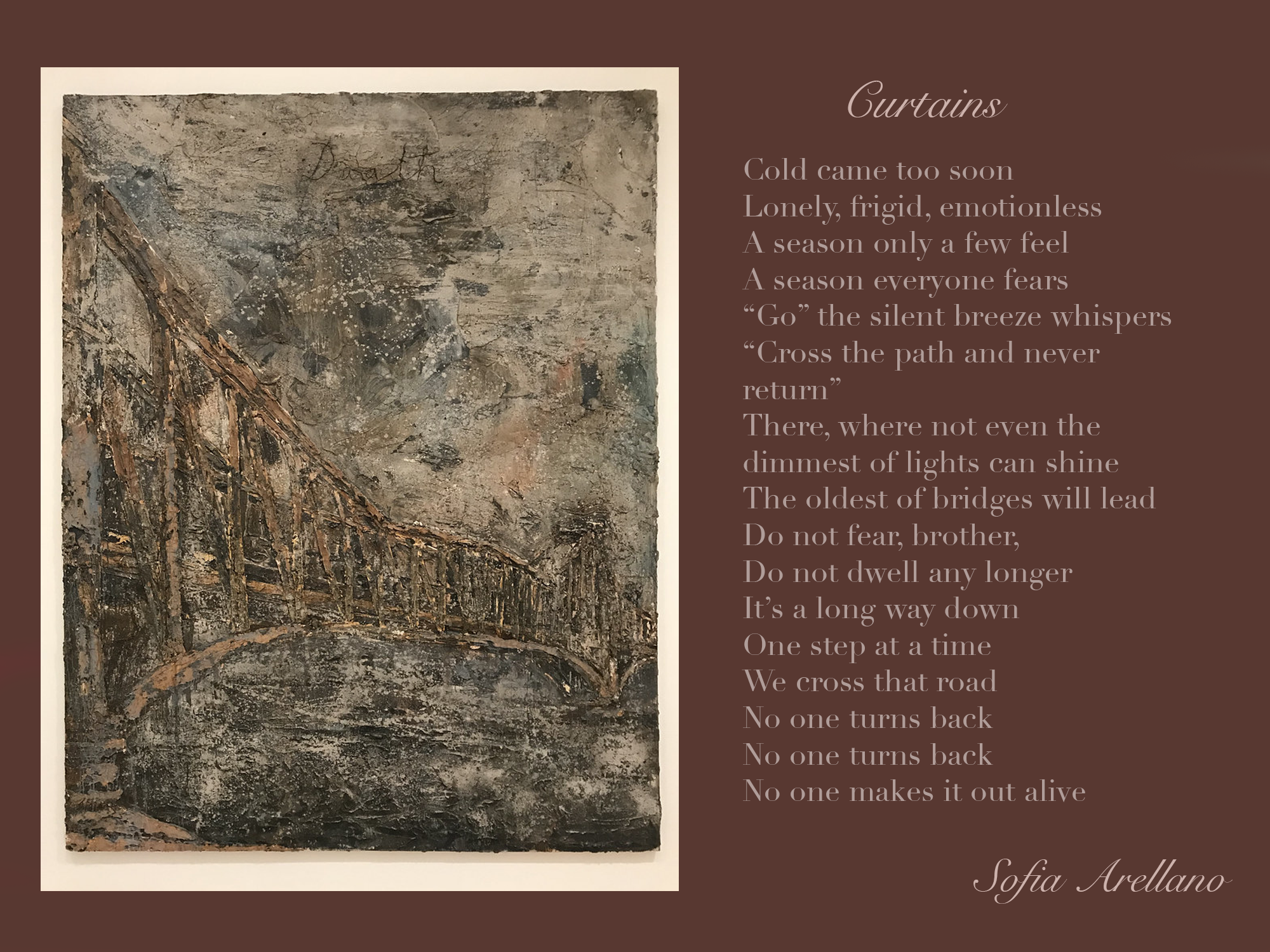 Poem by Sofia Arellano, Curtains
