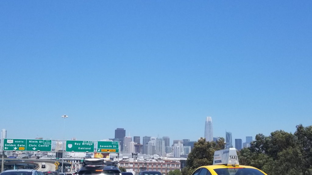 A landscape of San Francisco, with the sky taking up most of the image